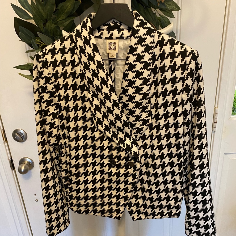 Black & White Houndstooth Women's Blazer Jacket